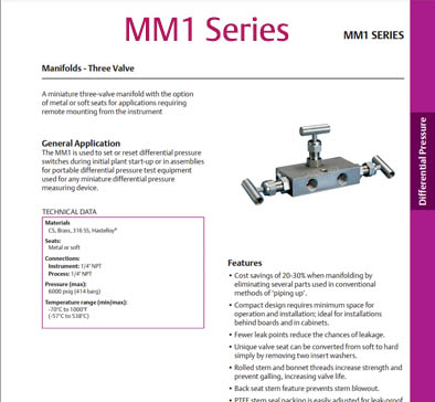 MM1 Series - 3 Valve DP Manifold